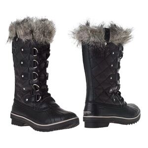 Sorel Tofino LL1846-011 Black Tall Fur Trim Waterproof Boots Women’s Size 7